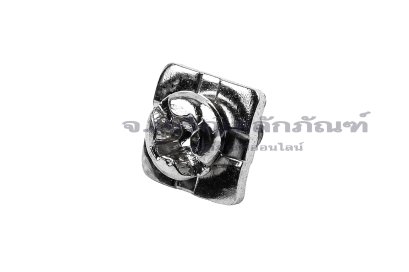 [E] น็อตยึดสายไฟ สแตนเลสชุบนิกเกิ้ล M3.5x6 mm พร้อมแหวนทรงสี่เหลี่ยม ขนาด 8x8 mm